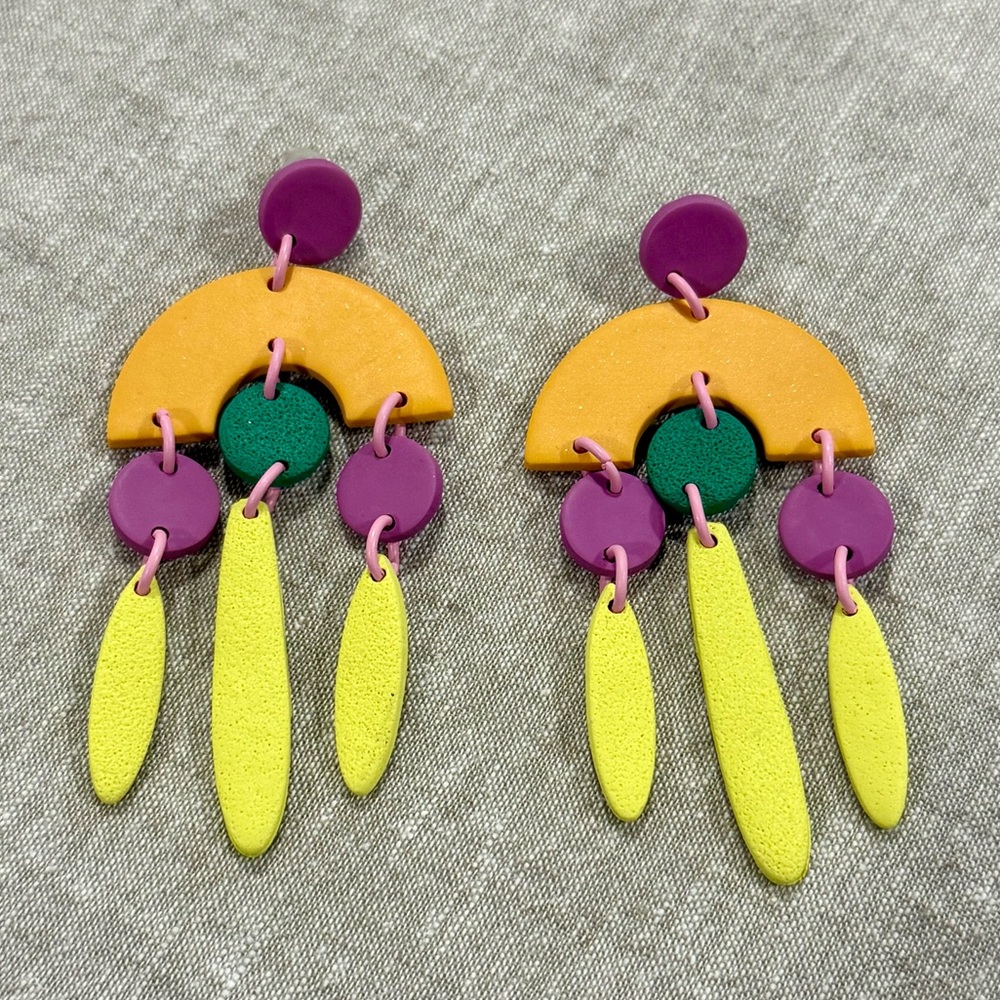 Colorful Geometric Polymer Earrings